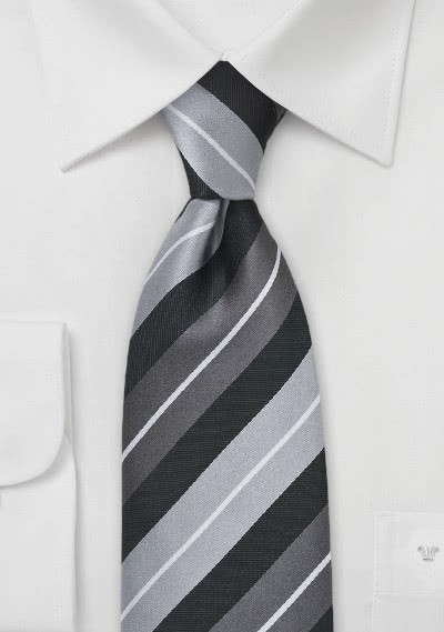XXL-Krawatte Streifendessin silber schwarz