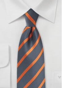 Cravatta antracite righe arancioni