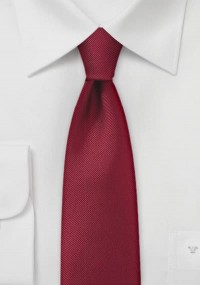 Einfarbige schmale  Krawatte mit Rippsstruktur in Burgunderrot