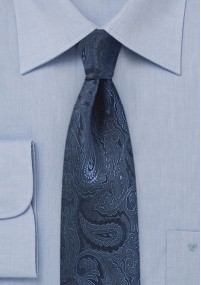 Cravatta stretta blu paisley