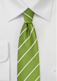 Schmale Krawatte Streifen weiß apfelgrün