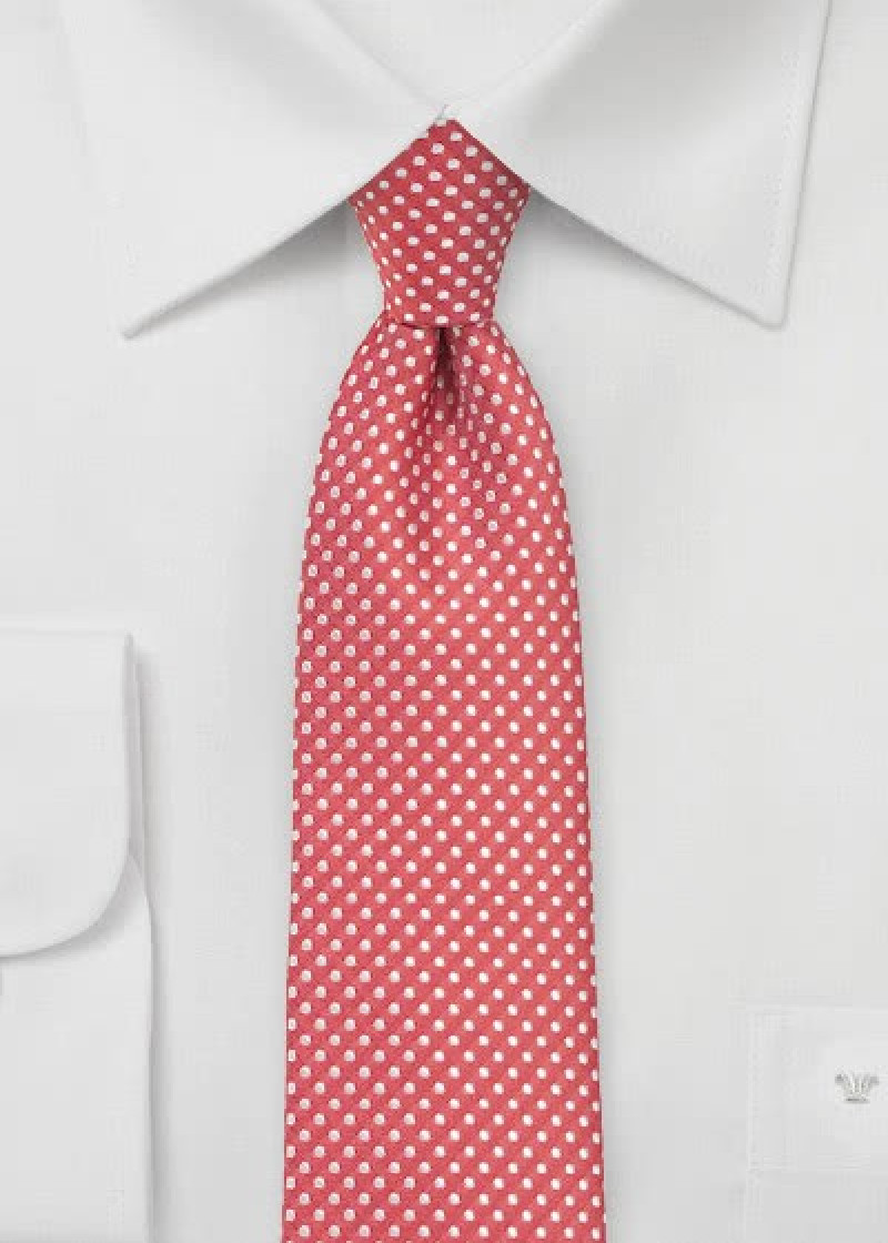 Cravatta filigrana a pois color fragola