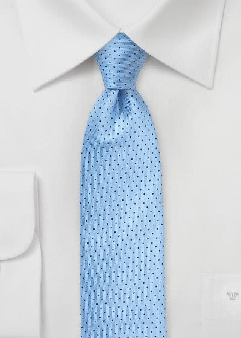 Cravatta sottile pois blu