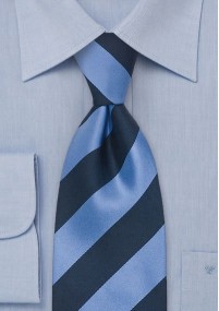 XXL-Krawatte Streifen-Dessin hellblau navy