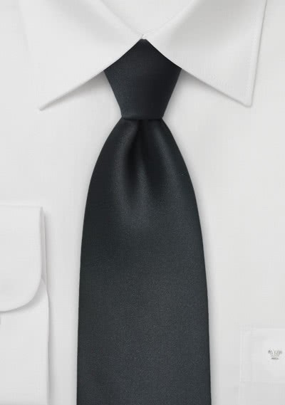 Kunstfaser-Krawatte XXL  einfarbig schwarz