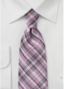 Kravatte Überlänge rosa Karo-Muster