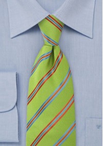 Cravatta a righe verde nobile blu cielo