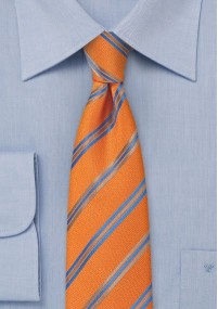 Cravatta righe arancione celeste