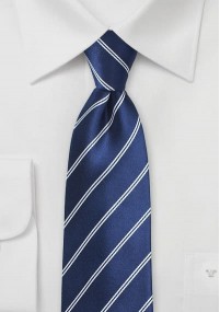 Cravatta blu righe bianche