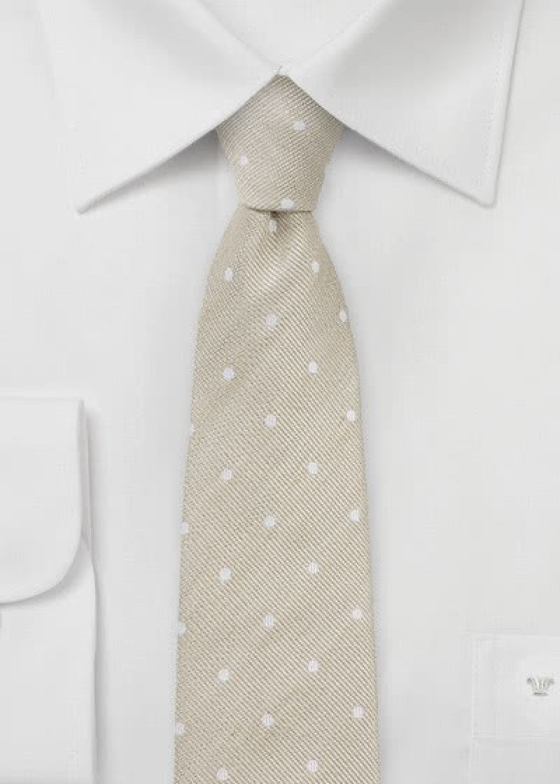 Cravatta beige pois