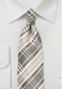 Cravatta quadri beige grigio