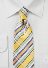 Cravatta quadri giallo blu