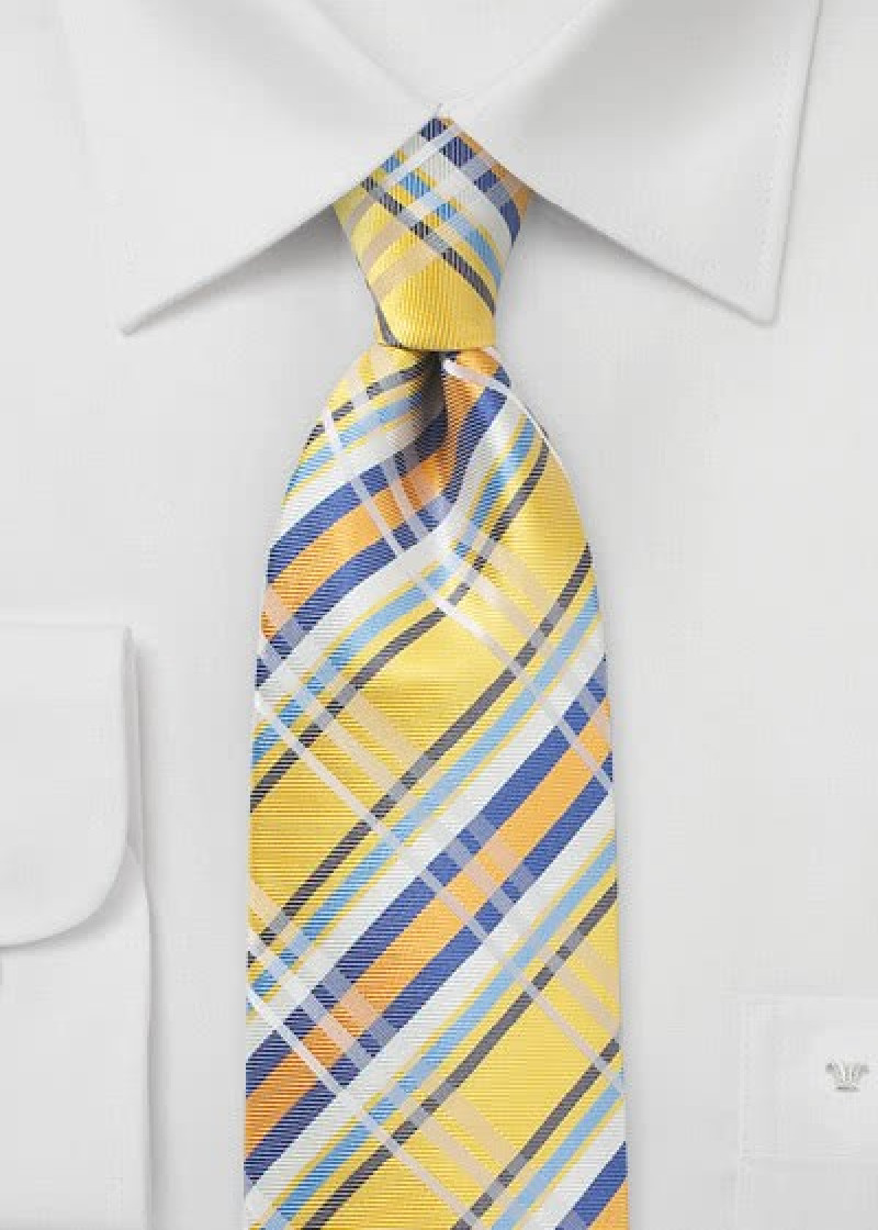 Cravatta quadri giallo blu