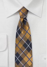 Cravatta stretta stile check arancione
