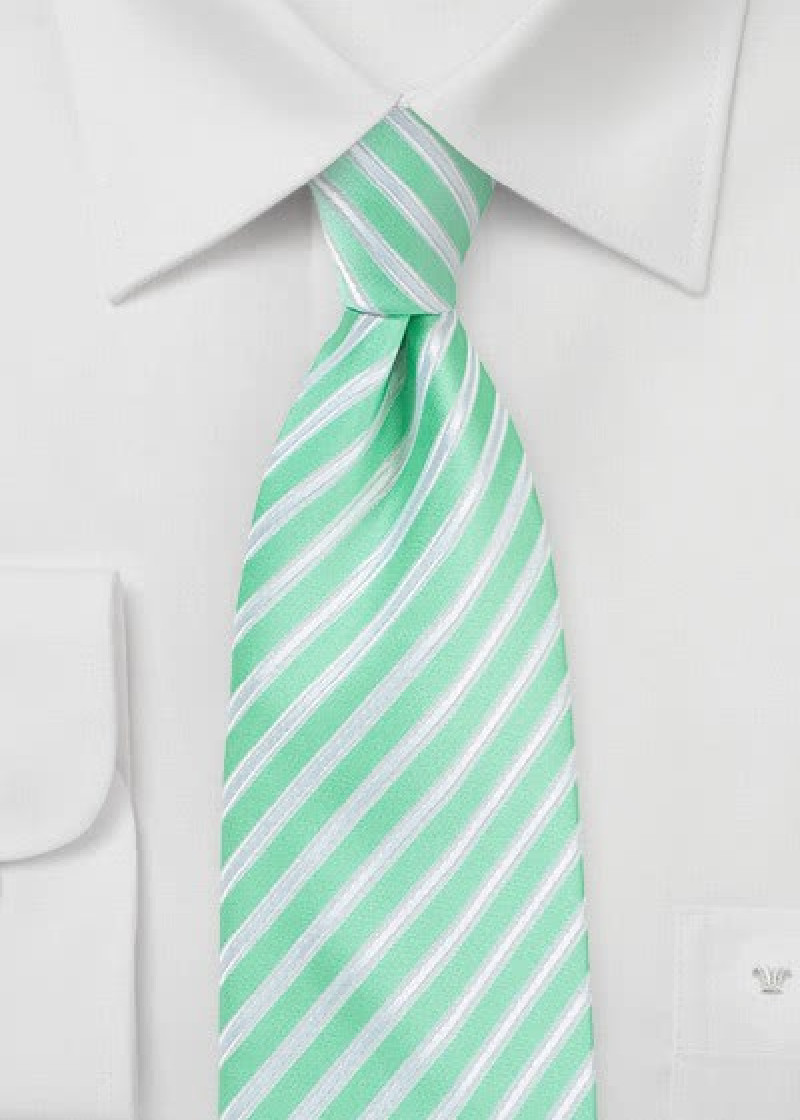Cravatta Business Stripe Mint Snow White