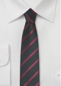 Krawatte schmal geformt asphaltschwarz dunkelrot