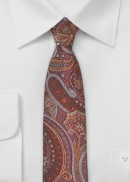 Schmale Krawatte Paisley-Motiv rot