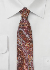 Cravatta stretta paisley rosso