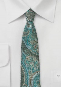 Cravatta stretta paisley verdeblu