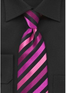 XXL-Krawatte stylisches Streifenmuster magenta tiefschwarz