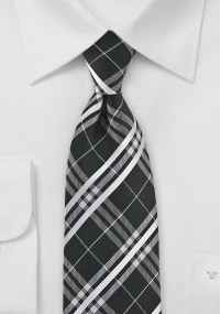 XXL cravatta tartan nero asfalto