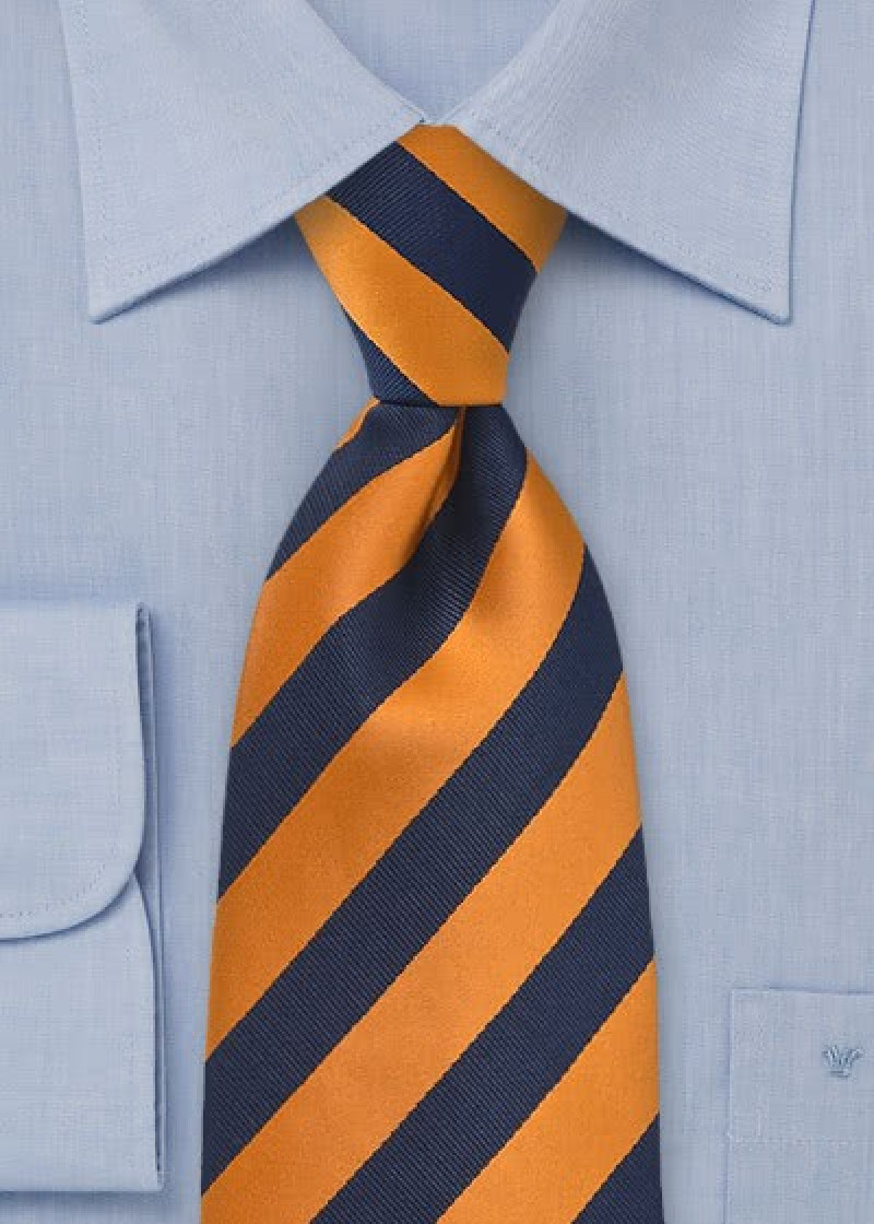 Sicherheits-Krawatte Streifen kupfer-orange navy