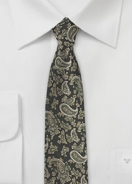 Paisleymotiv-Krawatte schwarz sandfarben
