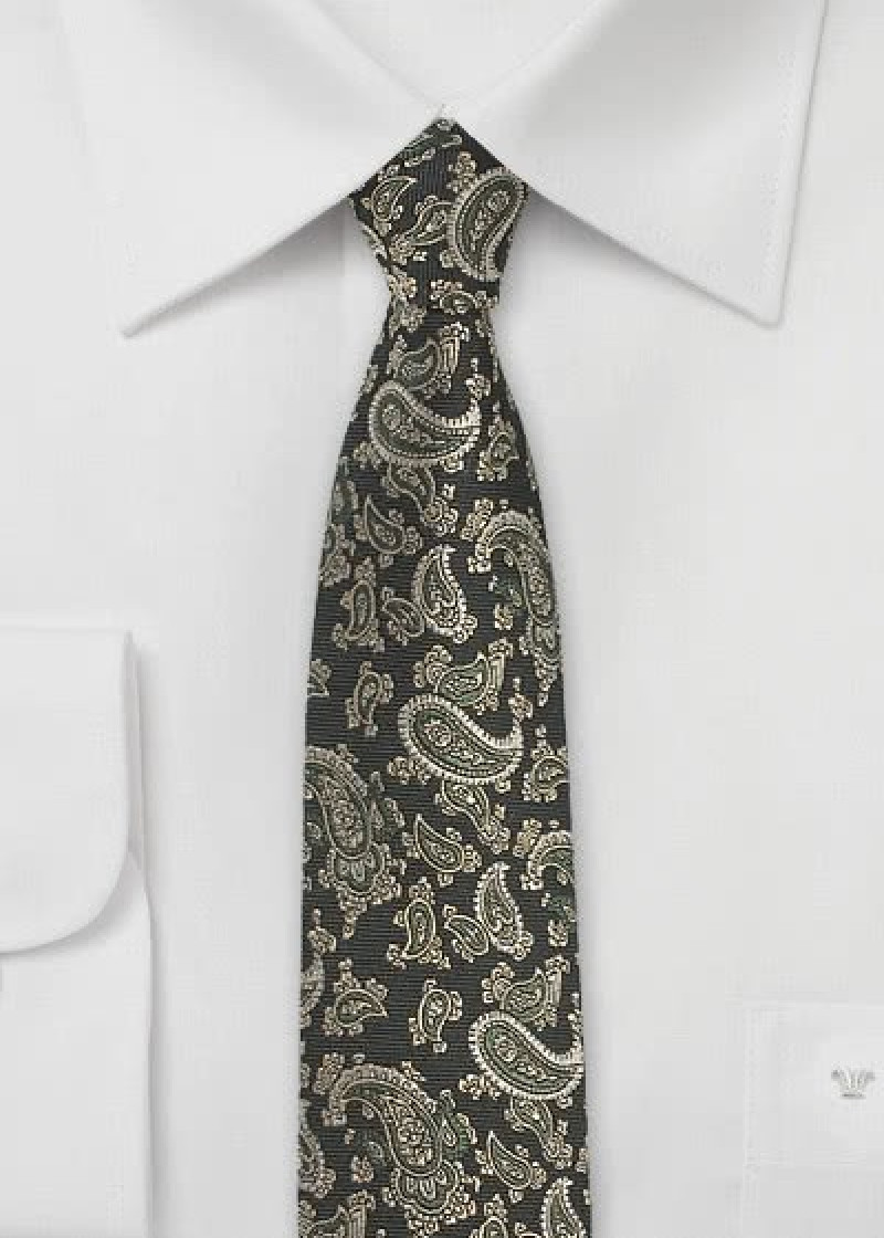 Cravatta paisley nero sabbia