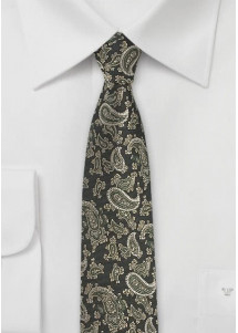 Cravatta paisley nero sabbia