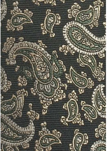 Paisleymotiv-Krawatte schwarz sandfarben