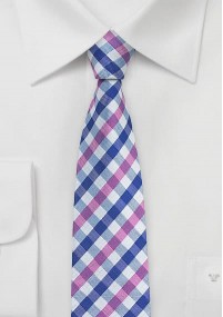 Cravatta quadri blu fucsia