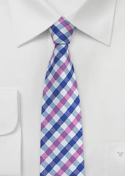 Krawatte Vichy-Karo pink blau