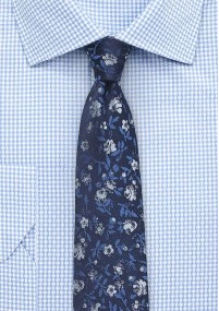 Cravatta stretta blu floreale