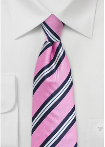 Cravatta rosa righe blu