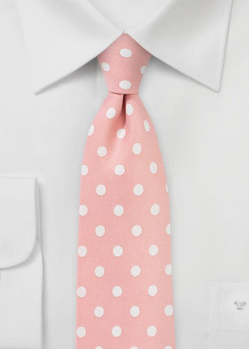 Cravatta a pois grossolani rosé bianco neve
