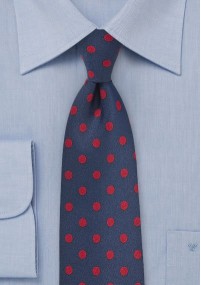 Cravatta pois rossi blu