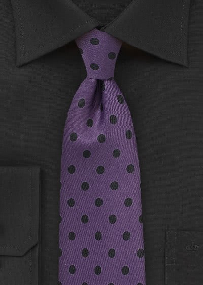 Cravatta con motivo a pois viola notte nero