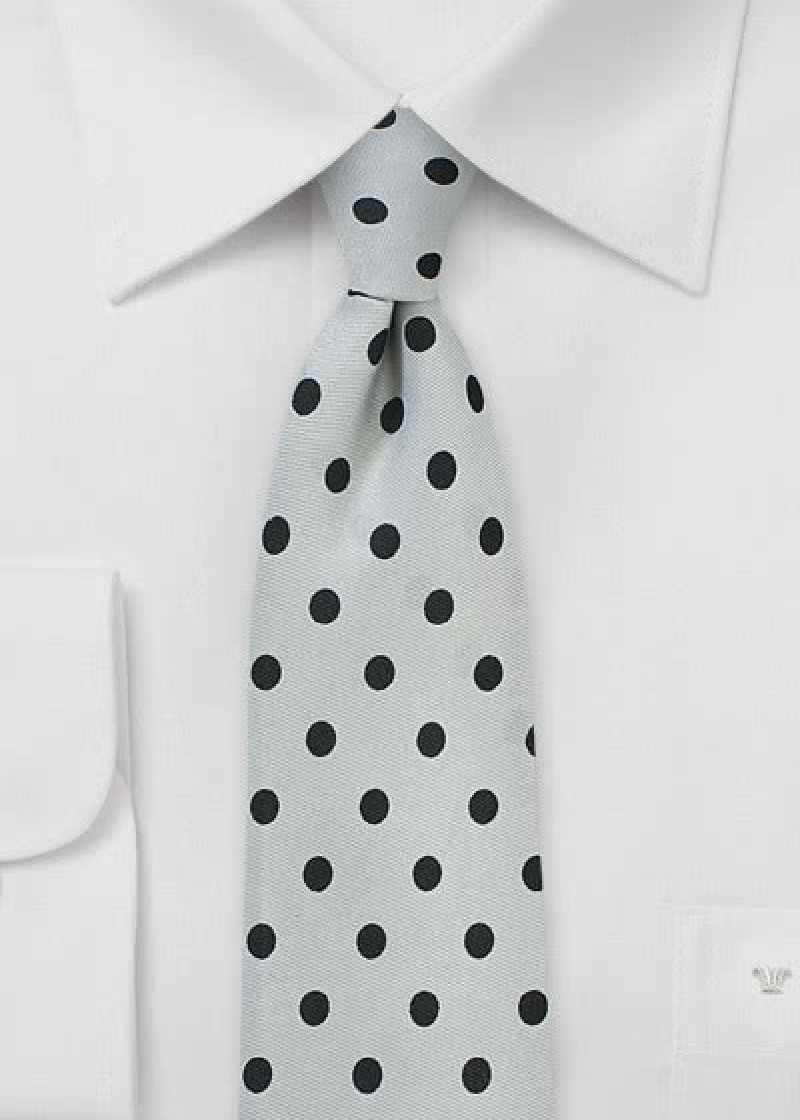 Cravatta a pois grossolani fantasia argento grigio