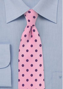 Cravatta grossolana a pois viola rosato
