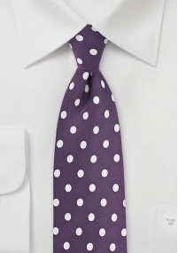 Cravatta a pois grossolani viola bianco neve