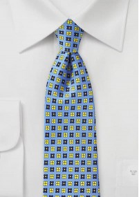 Cravatta business blu cielo floreale