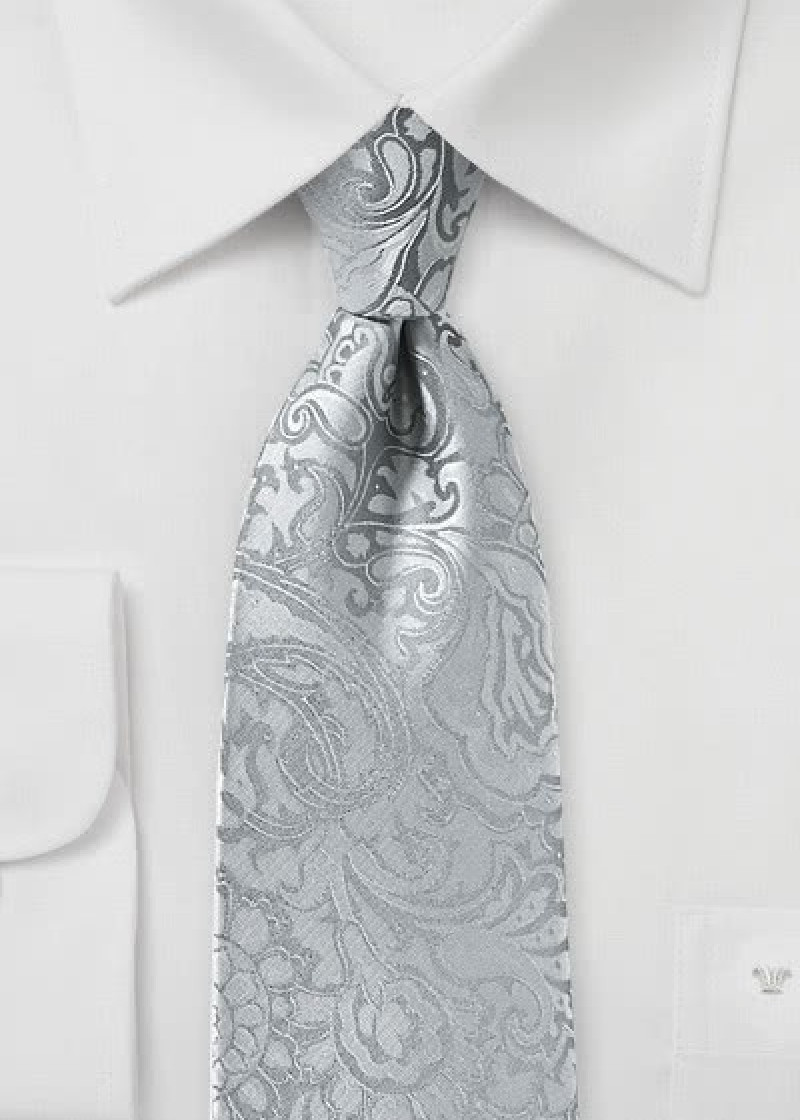 Cravatta effetto Paisley, argento
