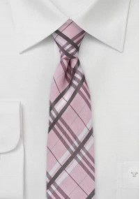 Cravatta slim check design rosa