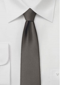 Cravatta sottile in polifibra color moka