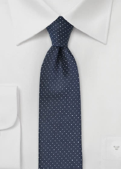 Krawatte schlank Punkt-Muster navy weiß