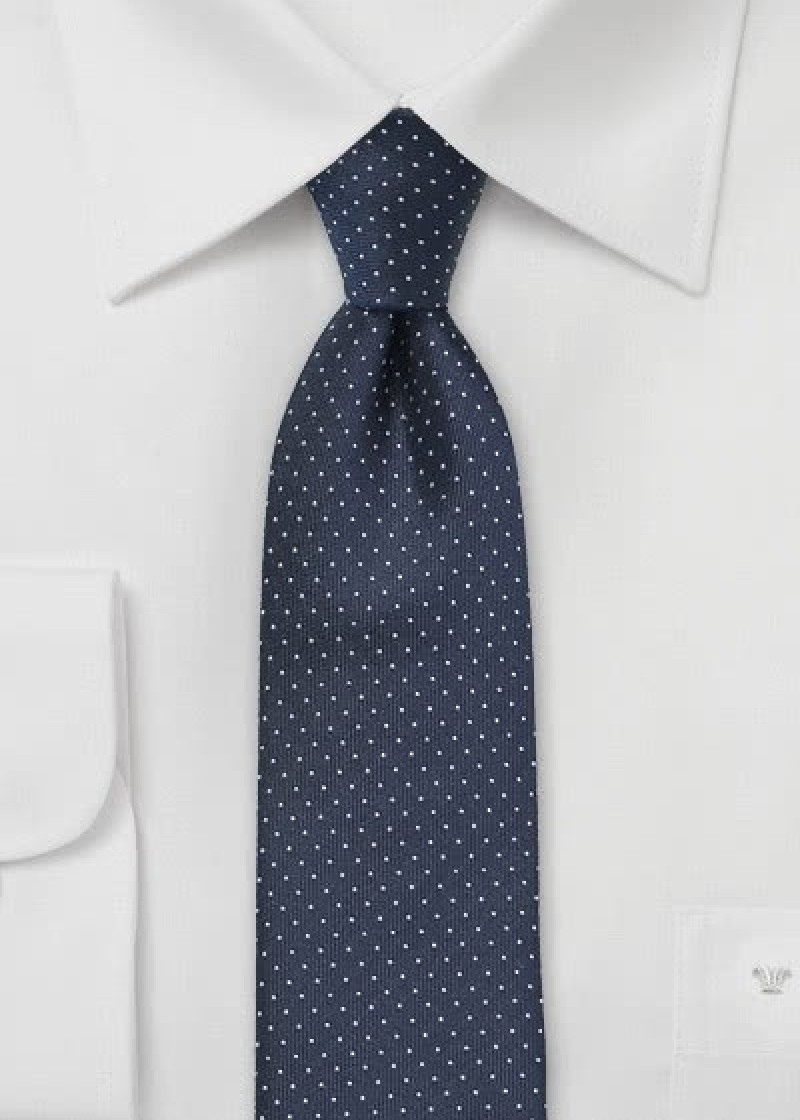 Cravatta business blu notte con motivo a pois