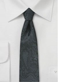 Cravatta sottile con motivo paisley nero