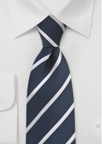Clip cravatta design a righe blu notte bianco