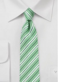 Cravatta in cotone a righe verde chiaro