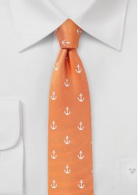Cravatta sottile arancione ancore
